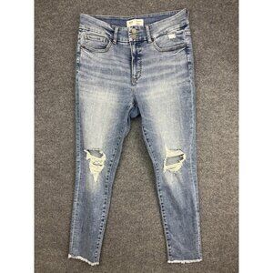 BKE Women's Light Blue Skinny Jeans with Distressed Knees